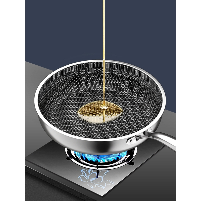 德国不锈钢平底锅不粘锅煤气灶电磁炉专用锅家用煎蛋烙饼牛排煎锅