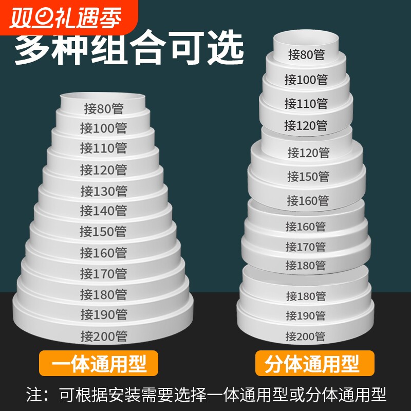 抽油烟机排烟管变径圈排风管转换接头厨房烟道管止逆阀变径器接口