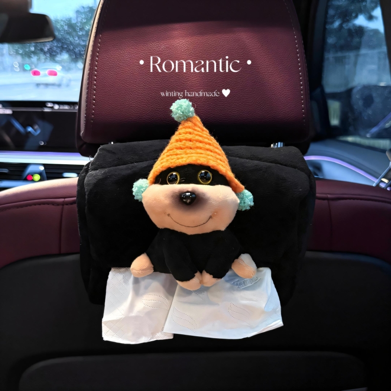 日本代购车载纸巾盒蜜蜂小狗可爱汽车座椅挂袋装饰女生摆件24新款