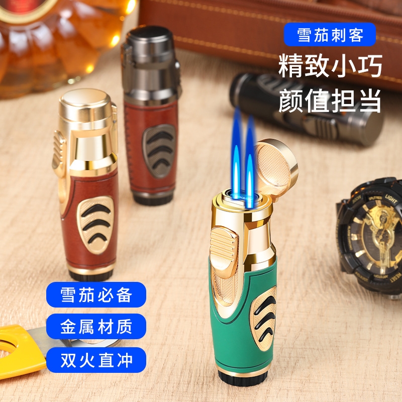 充气打火机新款喷枪防风雪茄户外艾点火器纯铜金属小巧加气无声