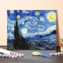 梵高星空名画填充填色diy数字油画风景装 饰画画画简单手绘丙烯