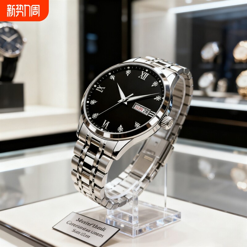 正品瑞士全自动非机械表手表男士学生韩版时尚潮双日历防水表夜光