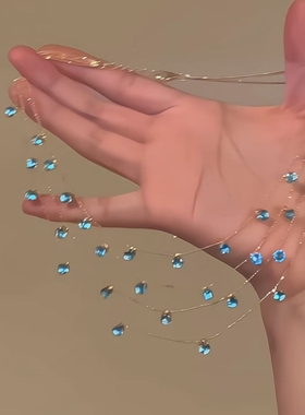 主角!满天星锆石流苏多层项链小众个性时尚锁骨链高级感项饰蝴蝶