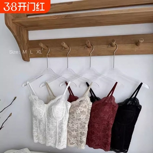 保暖吊带女款加绒带胸垫显瘦背心内搭外穿打底蕾丝上衣秋冬季文胸