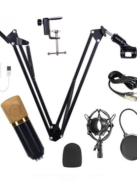 BM-700电容麦克风 电脑网络K歌录音直播话筒 800 支架USB声卡套装