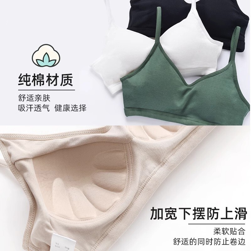 运动内衣女无钢圈薄款小胸聚拢网红吊带背心抹胸式一体裹胸文胸罩