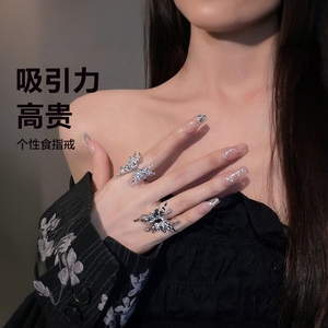 蝴蝶开口戒指女ins潮冷淡风高级感小众时尚个性食指戒戒子可调节