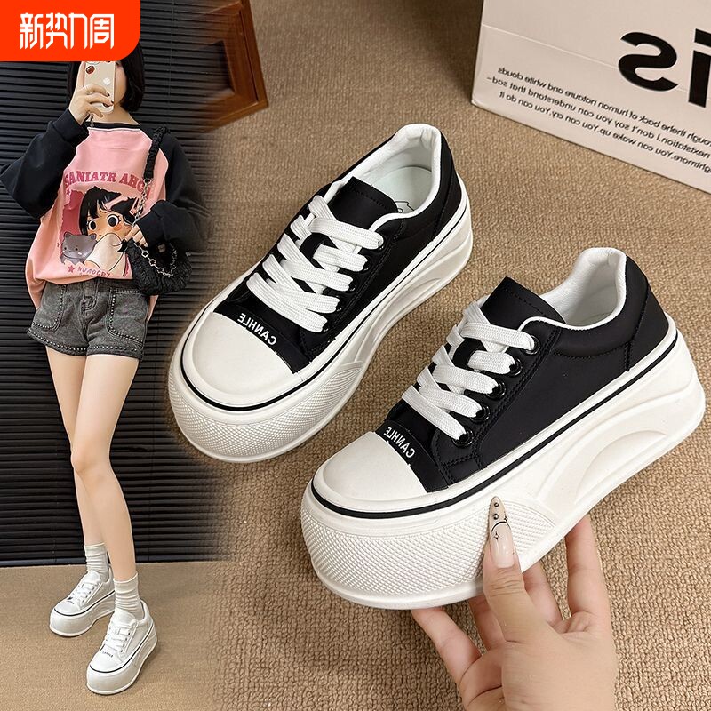 品牌断码2026秋季新款小白鞋增高百搭休闲时尚松糕底轻便软底高帮
