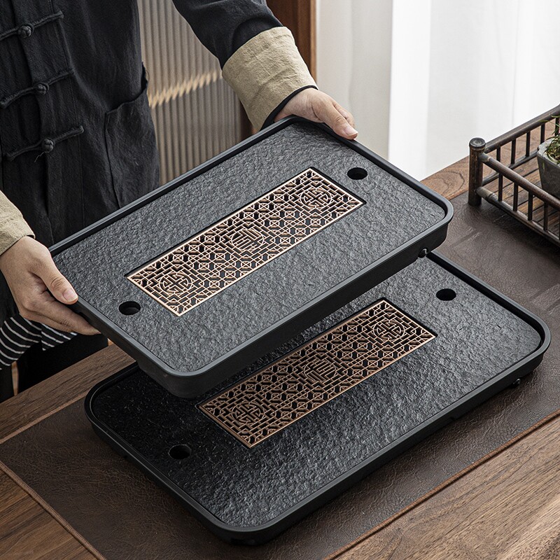 小型茶盘家用茶托盘2025新款客厅高档仿乌金石茶海茶具干泡小茶台