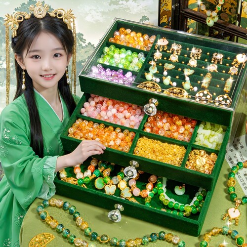 手链串珠儿童古风首饰礼盒套装手工diy材料玩具5小女孩子生日礼物