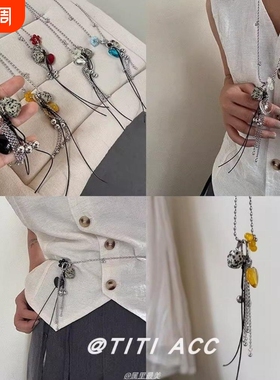 博主同款天然斑点石爱心葡萄吊坠长款项链毛衣链女个性百搭锁骨链