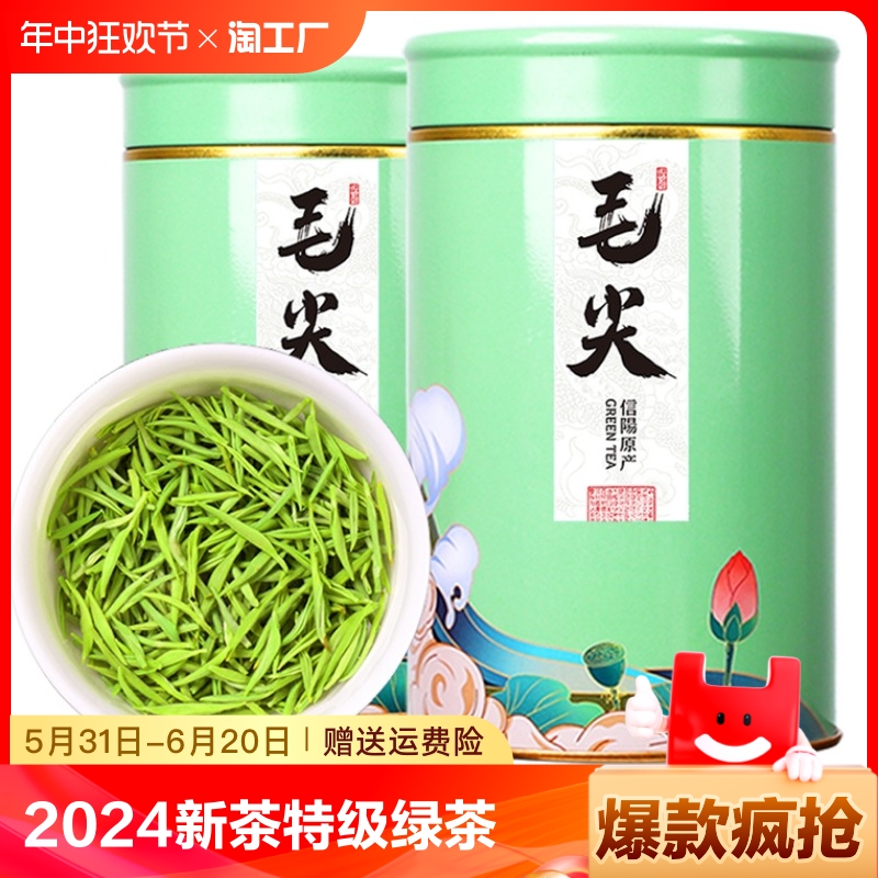 2024新茶毛尖茶叶信阳绿茶明前嫩芽浓香型耐泡散装500g炒青八仙