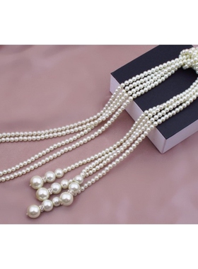 项链仿仿珍珠毛衣链百搭多层颈链挂饰挂件长款衣服装饰秋冬大气