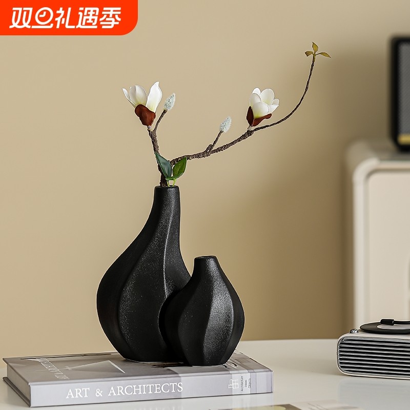 中古风陶瓷花瓶复古摆件客厅插花轻奢高级感电视柜装饰品禅意玄关