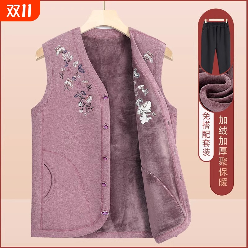 中老年人马甲女秋冬季加绒背心