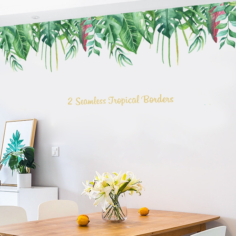 墙贴文艺绿植客厅卧室宿舍玻璃自粘贴纸小清新植物花卉墙壁装饰贴