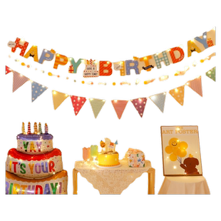 生日场景布置装饰道具挂旗儿童生日派对挂件周岁仪式感拉花吊旗