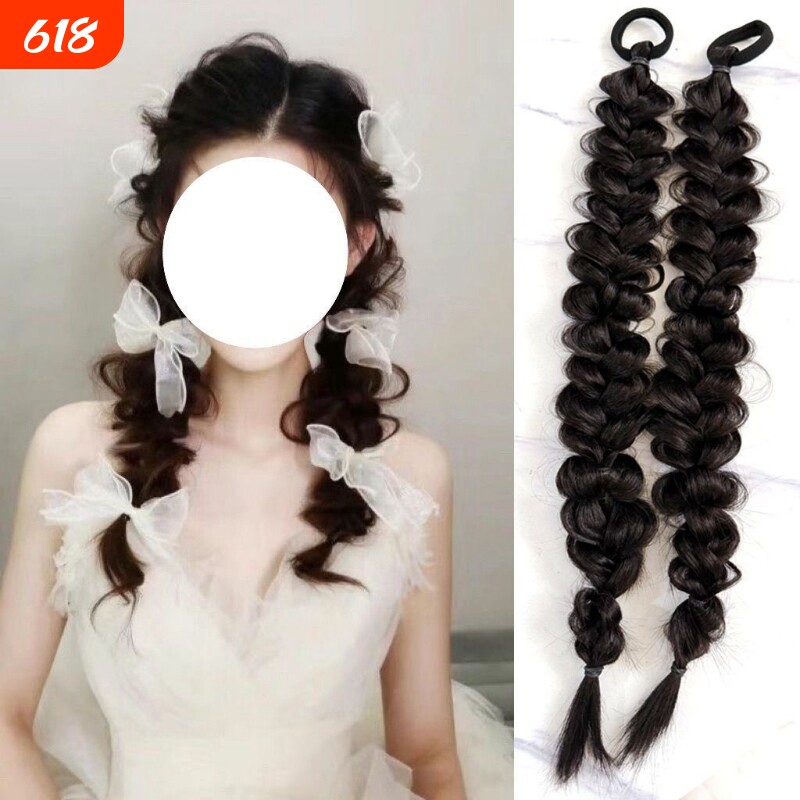 云朵麻花辫马尾假发长辫子脏辫长辫子麻花接发片仿真发吸粉神器