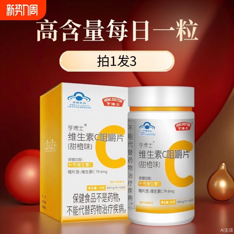 亨博士天然维生素C咀嚼片VC片维C维生素保健品正品官方旗舰店基础