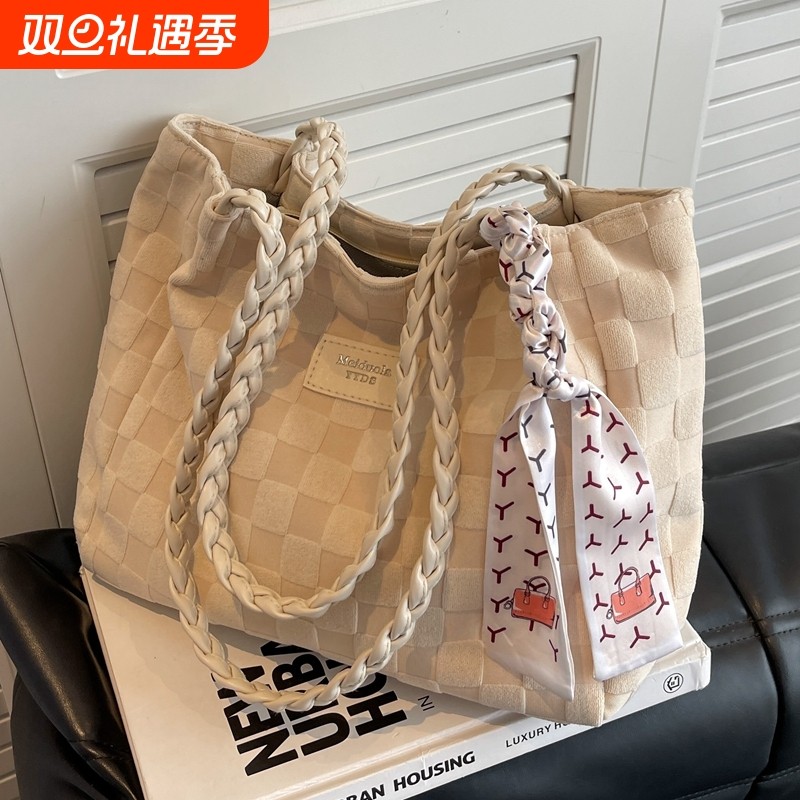 托特包女夏季新款大容量包包休闲百搭帆布单肩包高级质感上课通勤