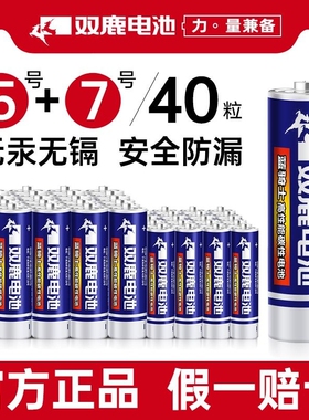 【5年质保】双鹿碳性电池5号7号40节粒遥控器空调钟表儿童玩具干电池密码锁1.5v鼠标键盘五号七号批发包邮aaa