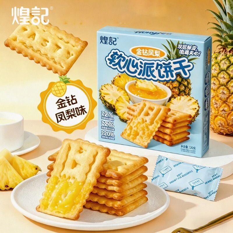 煌记软心派金钻凤梨果酱夹心饼干图片