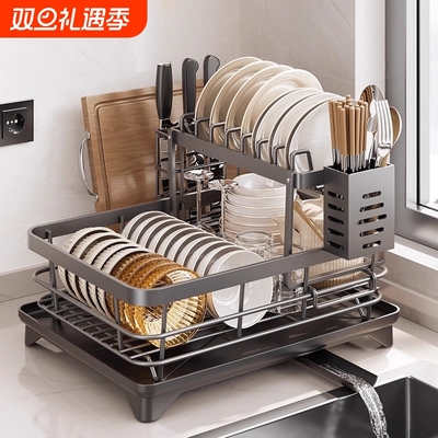 碗碟收纳架沥水篮碗架碗盘碗筷放碗304不锈钢厨房置物架水槽餐具