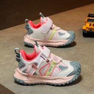 百搭女童鞋 时尚 子2026秋冬防水皮面儿童防滑老爹鞋 男童运动鞋