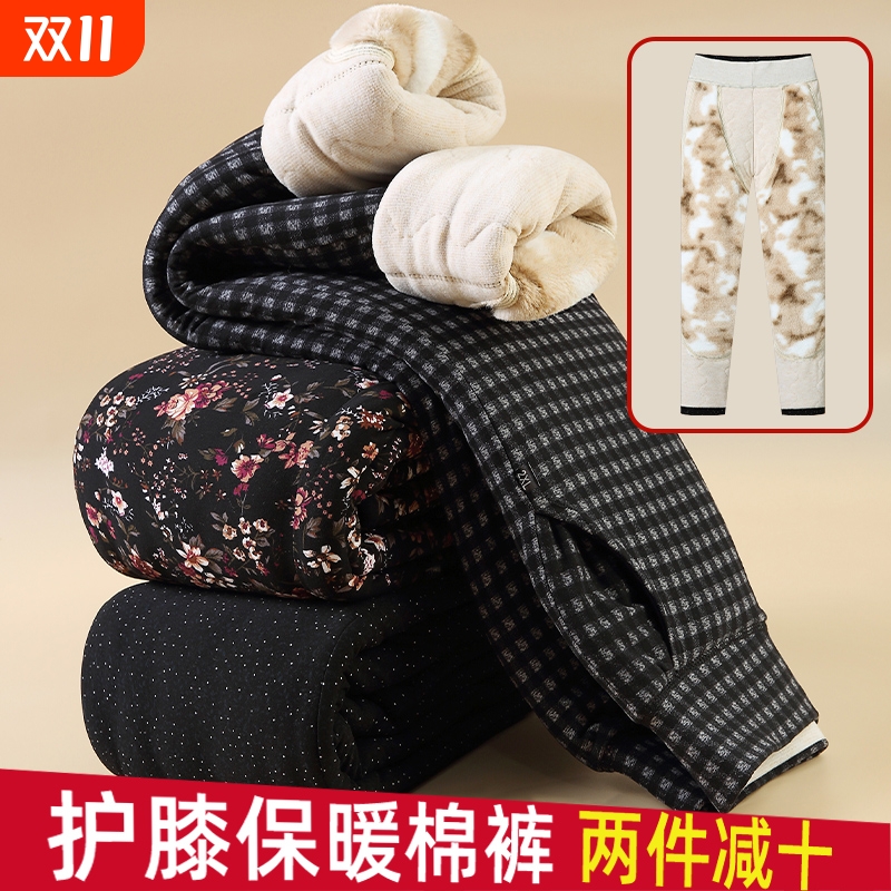 妈妈冬款加绒夹棉棉裤外穿加厚中老年女裤保暖宽松裤子奶奶秋加长