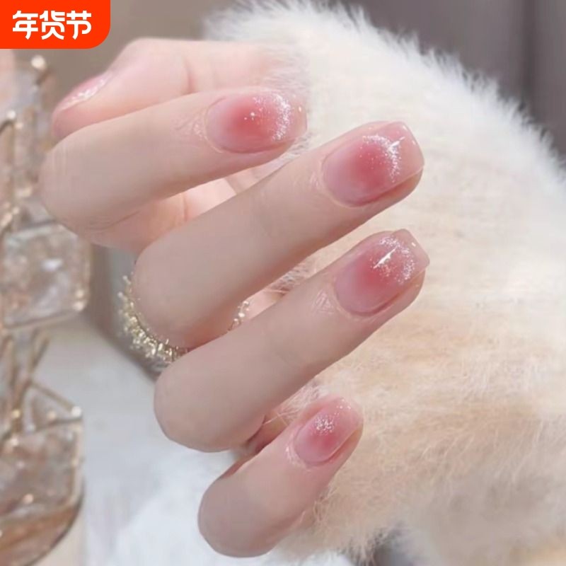 法式腮红猫眼穿戴甲美甲贴片时尚气质假指甲片短款可秋冬烟花绿色,彩妆/香水/美妆工具,穿戴甲/甲片,淘宝优惠券,粉丝福利购,淘宝优惠卷