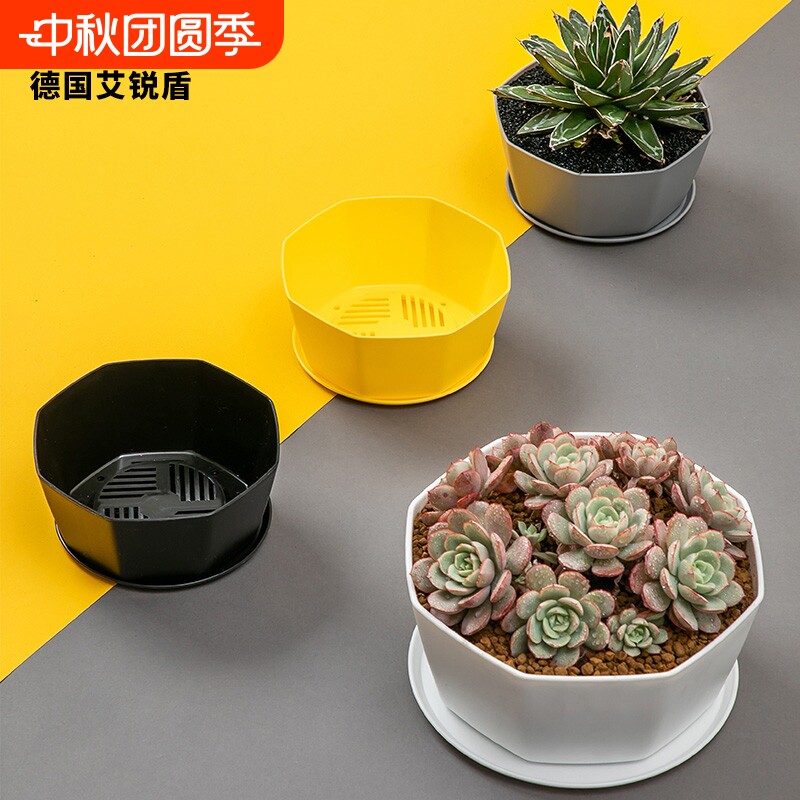 多肉造景花盆仿陶瓷小号大口径长方形家用带托盘创意塑料吊兰专用图片