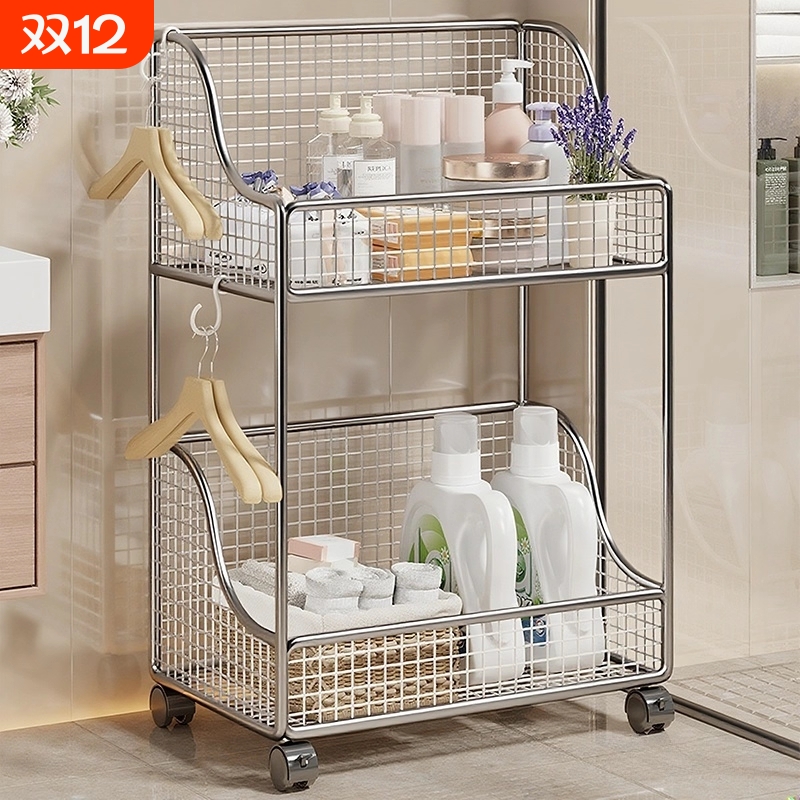 浴室置物架洗漱台可移动卫生间多层洗衣液放置架双层带轮单层承重