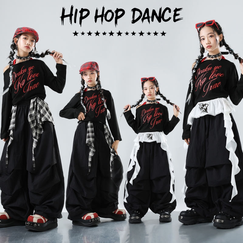 女童jazz黑色爵士舞演出服少儿练功服上衣儿童女孩街舞套装服装潮