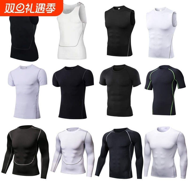 紧身背心短训练长袖运动男打底运动衣速干透气健身服篮球足球加绒