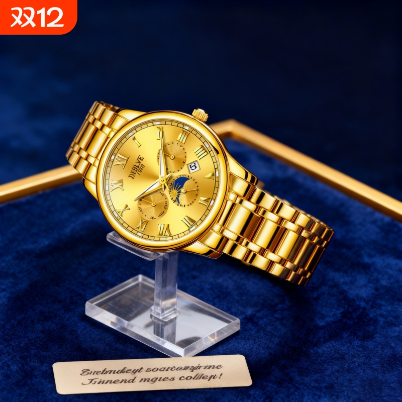 手表男款机械风全自动防水高级感全自动男表数字双日历防水腕表男