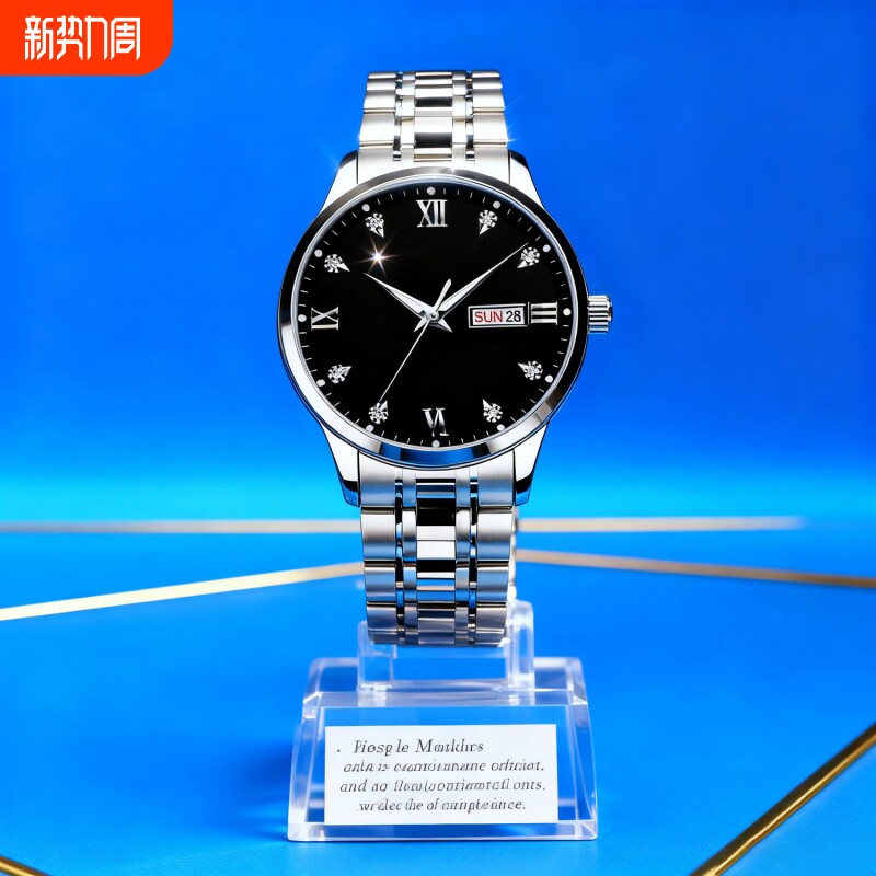 手表男款防水高级感全自动男表数字双日历防水腕表男机械风全自动