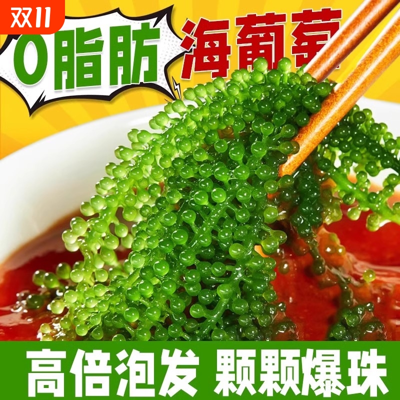 儿童海葡萄即食新鲜泡发盐渍海洋蔬菜植物鱼子酱海藻带宝宝小零食