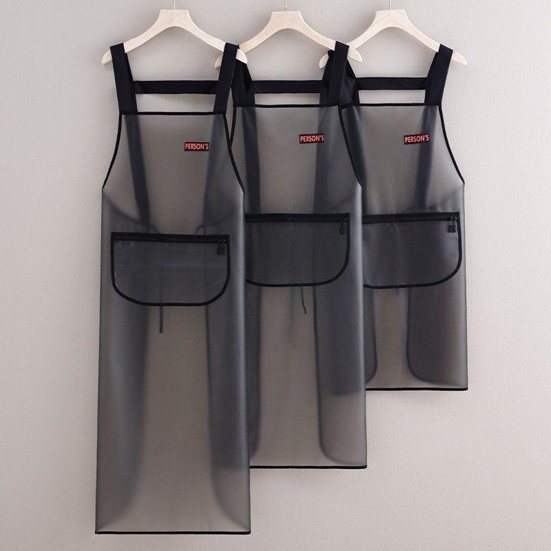 长款TPU半透明防水防油围裙餐饮上班专用男女同款背带工作服耐脏
