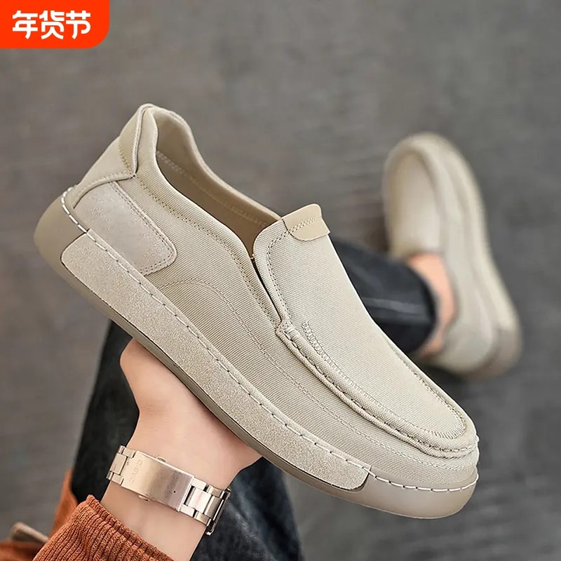 2026男款男鞋脚蹬布鞋鞋子男士轻便懒人帆布鞋潮流百搭舒适板鞋男