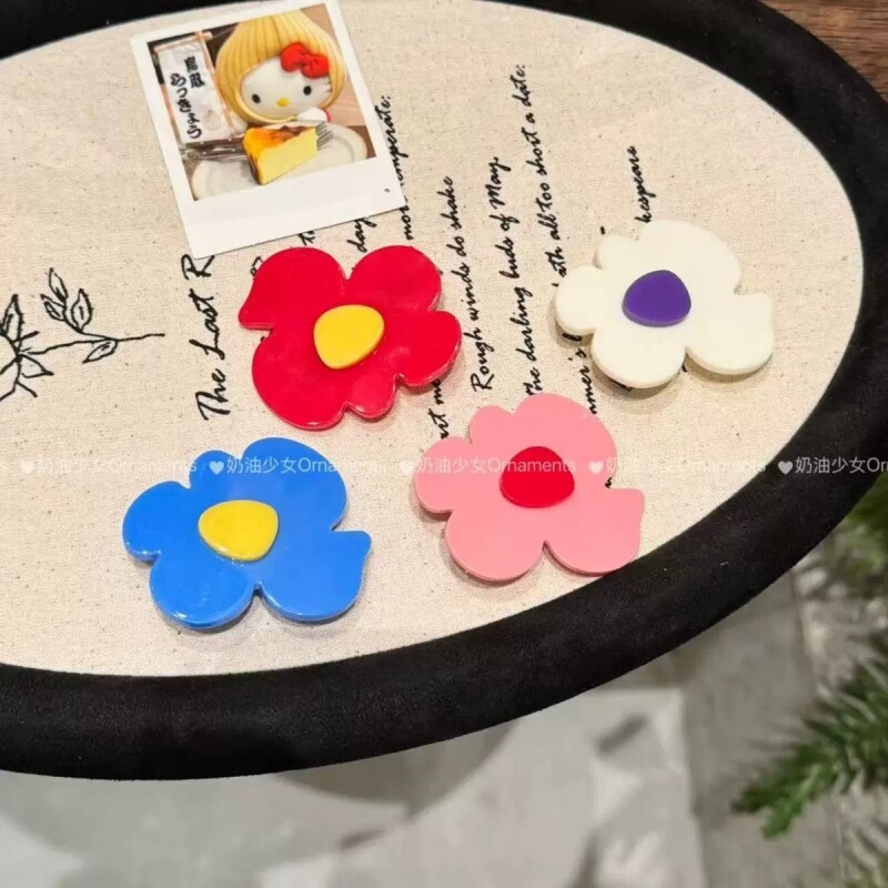 多巴胺糖果花朵彩色边夹发卡女2026新款甜美可爱侧边夹子发夹头饰