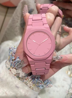 2025手表高级感防水女表男士中东爆款塑胶男款石英绿色多巴胺粉色