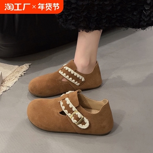 勃肯鞋全包女款2025春季新款平底休闲博肯单鞋一脚蹬晚晚鞋豆豆鞋