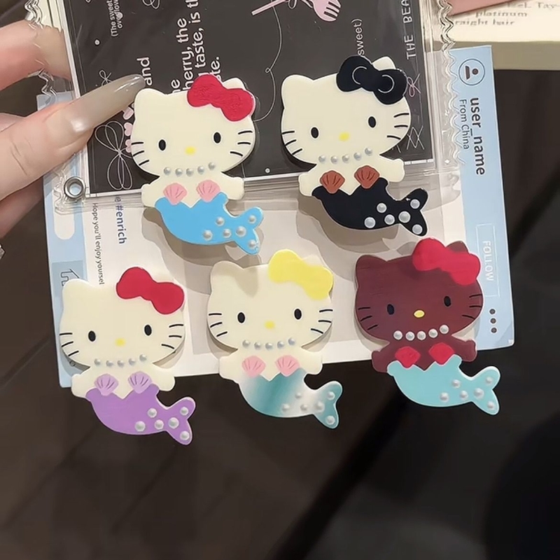 可爱猫咪发夹卡通三丽鸥美人鱼甜美刘海夹少女百搭ins风碎发发卡