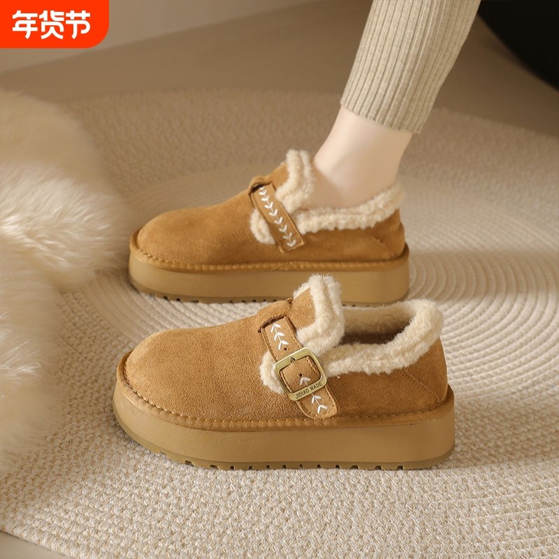 厚底加绒勃肯鞋女款2025新款冬季加厚保暖全包博肯毛毛棉鞋子平底,女鞋,勃肯鞋/软木鞋,淘宝优惠券,粉丝福利购,淘宝优惠卷