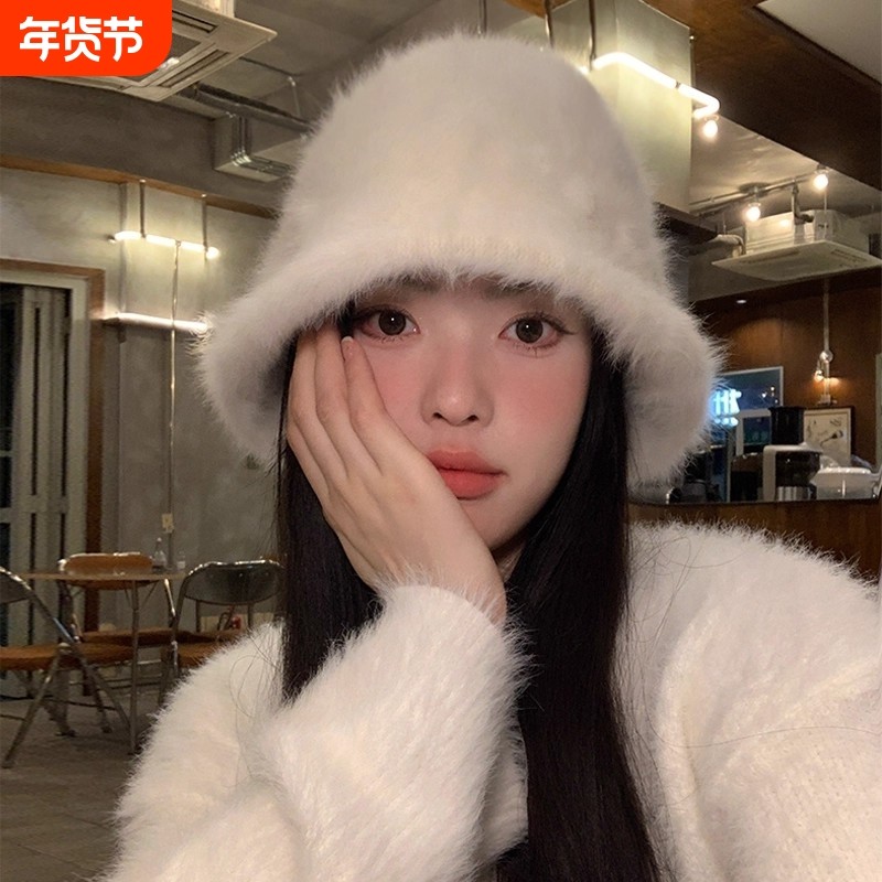高级感毛茸茸兔毛渔夫帽女秋冬白色水桶帽子日系大头围显脸小盆帽,服饰配件/皮带/帽子/围巾,帽子,淘宝优惠券,粉丝福利购,淘宝优惠卷