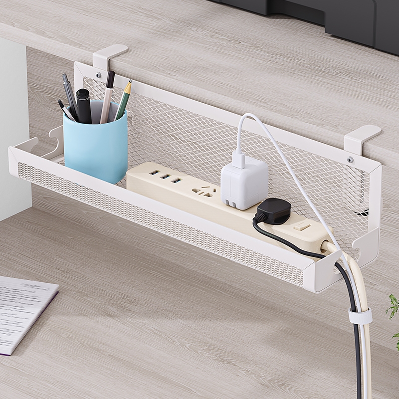 办公桌上置物架桌面理线架免打孔排插收纳盒工位整理神器收纳筐