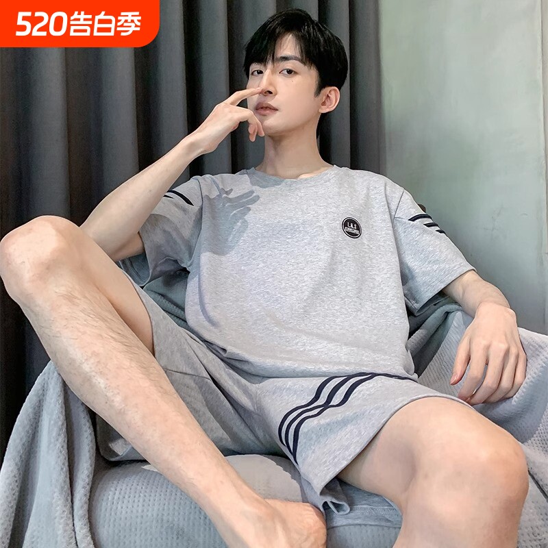 男士睡衣男夏季男生短裤男款夏天薄2025新款短袖大码家居服可外穿