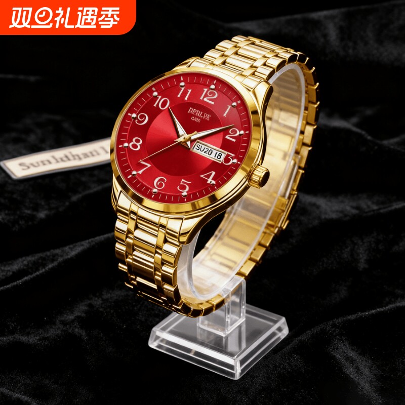 正品瑞士全自动非机械表手表男士学生韩版时尚潮双日历防水表夜光