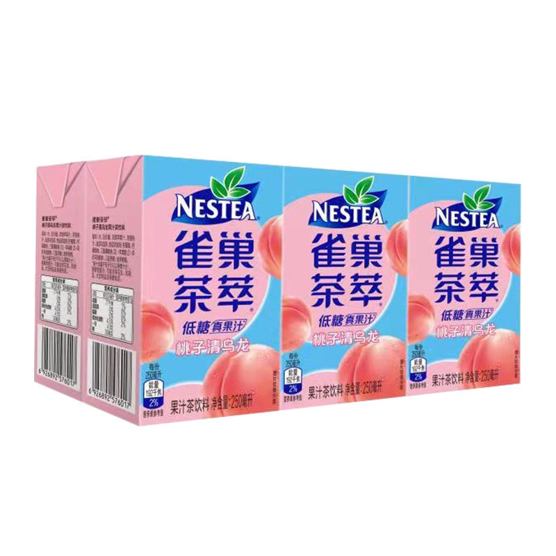 雀巢茶萃低糖桃子清乌龙果汁茶饮料蜜桃乌龙茶250ml*6盒果汁绿茶