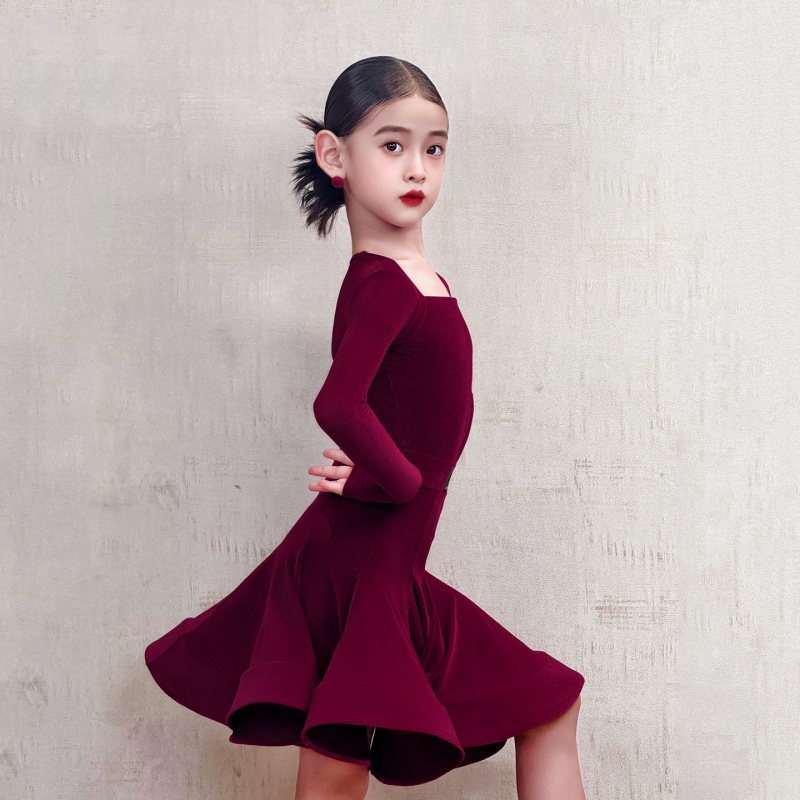 新款拉丁舞比赛服女童国标舞专业标准舞蹈黑池考级演出规定服套装